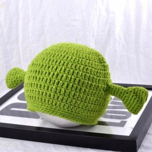 Edibazzar Czapka unisex pleciona shrek zielona ciepła zimowa 13