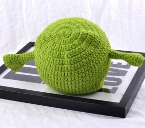 Edibazzar Czapka unisex pleciona shrek zielona ciepła zimowa 15