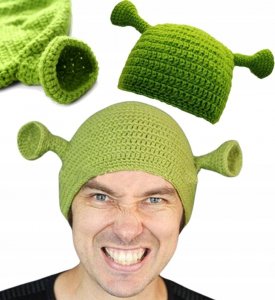 Edibazzar Czapka unisex pleciona shrek zielona ciepła zimowa 2