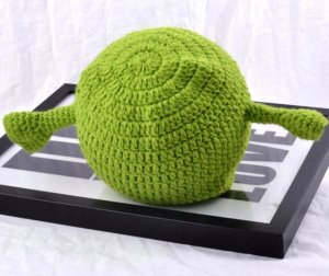 Edibazzar Czapka unisex pleciona shrek zielona ciepła zimowa 6