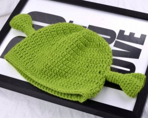 Edibazzar Czapka unisex pleciona shrek zielona ciepła zimowa 7