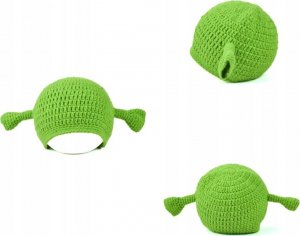 Edibazzar Czapka unisex pleciona shrek zielona ciepła zimowa 8