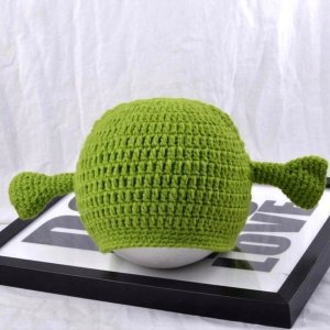 Edibazzar Czapka unisex pleciona shrek zielona ciepła zimowa 10
