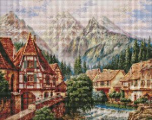 Ideyka Diamentowa mozaika - Miasto w górach 40x50cm 1
