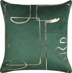 Beliani 2 Welurowe Poduszki Dekoracyjne Z Motywem Twarzy 45 X 45 Cm Zielone Philodendron! 3