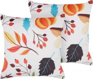 Beliani Lumarko 2 welurowe poduszki dekoracyjne motyw jesieni 45 x 45 cm złamana biel VISCARIA! 1