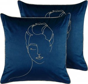 Beliani Lumarko 2 welurowe poduszki dekoracyjne 45 x 45 cm niebieskie CROCUS! 1