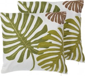 Beliani Lumarko 2 bawełniane poduszki dekoracyjne w liście 45 x 45 cm zielone ZENOBIA! 1