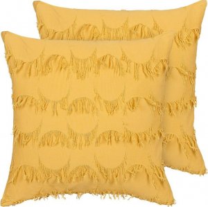 Beliani Lumarko 2 poduszki dekoracyjne z frędzlami 45 x 45 cm żółte AGASTACHE! 1
