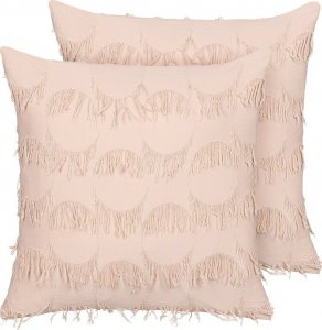 Beliani Lumarko 2 poduszki dekoracyjne z frędzlami 45 x 45 cm różowe AGASTACHE! 1