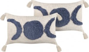 Beliani Lumarko 2 bawełniane poduszki dekoracyjne 35 x 55 cm beżowo-niebieskie LUPINUS! 1