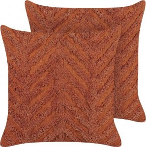 Beliani Lumarko 2 bawełniane poduszki dekoracyjne geometryczny wzór 45 x 45 cm pomarańczowe LEWISIA! 1