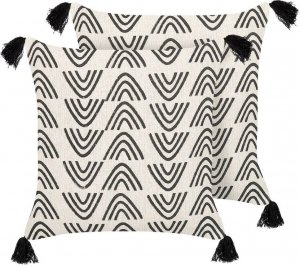 Beliani Lumarko 2 bawełniane poduszki dekoracyjne w geometryczny wzór 45 x 45 cm biało-czarne MAYS! 1