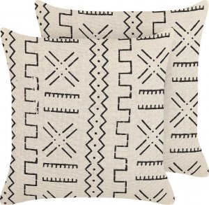 Beliani Lumarko 2 bawełniane poduszki dekoracyjne w geometryczny wzór 45 x 45 cm biało-czarne MYRICA! 1