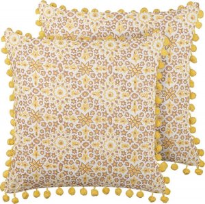 Beliani Lumarko 2 bawełniane poduszki dekoracyjne w kwiaty wzór 45 x 45 cm żółta LYCROIS! 1