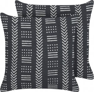 Beliani Lumarko 2 bawełniane poduszki dekoracyjne w geometryczny wzór 45 x 45 cm czarno-białe BENZOIN! 1