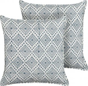 Beliani Lumarko 2 bawełniane poduszki dekoracyjne w orientalny wzór 45 x 45 cm niebieski z białym CORDATA! 1