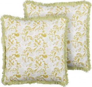 Beliani Lumarko 2 bawełniane poduszki dekoracyjne w kwiaty 45 x 45 cm zielone z białym FILIX! 1