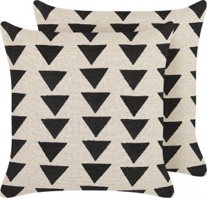 Beliani Lumarko 2 bawełniane poduszki dekoracyjne w trójkąty 45 x 45 cm beżowo-czarne CERCIS! 1