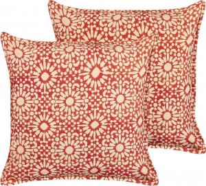 Beliani Lumarko 2 bawełniane poduszki dekoracyjne w geometryczny wzór 45 x 45 cm czerwone CEIBA! 1