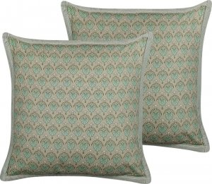 Beliani Lumarko 2 bawełniane poduszki dekoracyjne w liście 45 x 45 cm zielona PICTUS! 1