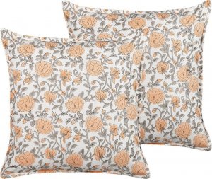 Beliani Lumarko 2 bawełniane poduszki dekoracyjne w kwiaty 45 x 45 cm wielokolorowe MEADIA! 1