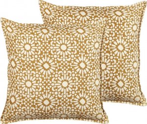 Beliani Lumarko 2 bawełniane poduszki dekoracyjne geometryczny wzór 45 x 45 cm beżowe CEIBA! 1