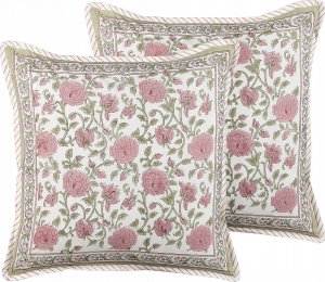 Beliani Lumarko 2 bawełniane poduszki dekoracyjne w kwiaty 45 x 45 cm wielokolorowe CELTIS! 1