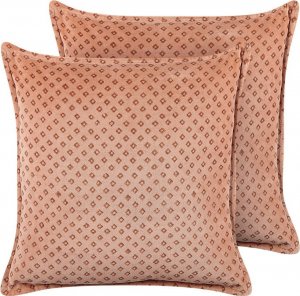 Beliani Lumarko 2 welurowe poduszki dekoracyjne wzór w romby 45 x 45 cm różowe RHODOCOMA! 1