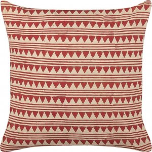 Beliani Lumarko Bawełniana poduszka dekoracyjna geometryczny wzór 45 x 45 cm czerwono-beżowa DEGLUPTA! 1