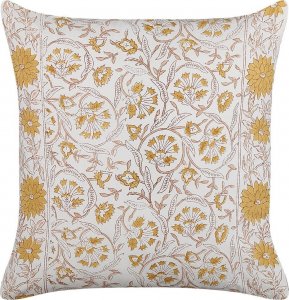 Beliani Lumarko Bawełniana poduszka dekoracyjna w kwiaty 45 x 45 cm biało-żółta CALATHEA! 1