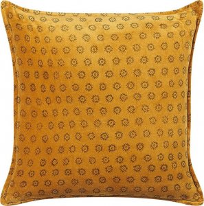 Beliani Lumarko Welurowa poduszka dekoracyjna wzór w słońca 45 x 45 cm żółta RAPIS! 1