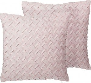 Beliani Lumarko 2 poduszki dekoracyjne plecione 45 x 45 cm różowe TITHONIA! 1