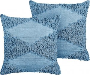 Beliani Lumarko 2 poduszki dekoracyjne bawełniane tuftowane 45 x 45 cm niebieskie RHOEO! 1