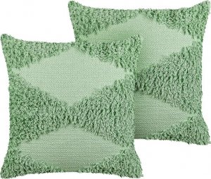 Beliani Lumarko 2 poduszki dekoracyjne bawełniane tuftowane 45 x 45 cm zielone RHOEO! 1