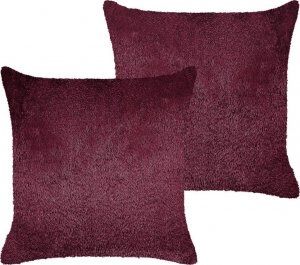 Beliani Lumarko 2 poduszki dekoracyjne włochacz 45 x 45 cm burgundowe PILEA! 1