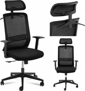 Krzesło biurowe FROMM&STARCK Krzesło fotel biurowy ergonomiczny z oparciem siatkowym zagłówkiem i wieszakiem wys. 40-50 cm Krzesło fotel biurowy ergonomiczny z oparciem siatkowym zagłówkiem i wieszakiem wys. 40-50 cm 1