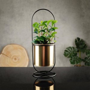 Vilde Osłonka na stojaku metalowa złota 2