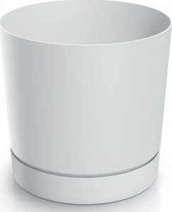 Prosperplast Doniczka z podstawką biała plastikowa 13 cm Tubo 1