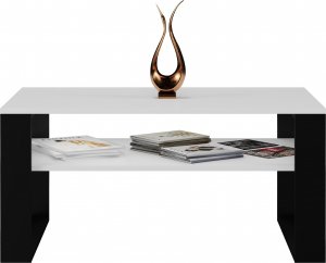 Topeshop STOLIK KAWOWY Z PÓŁKĄ ŁAWA MODERN 1P BIEL CZERŃ 4
