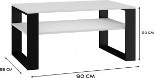 Topeshop STOLIK KAWOWY Z PÓŁKĄ ŁAWA MODERN 1P BIEL CZERŃ 5