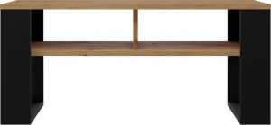 Topeshop STOLIK KAWOWY PÓŁKI ŁAWA MODERN 2P DĄB ARTISAN CZERŃ 2