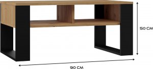 Topeshop STOLIK KAWOWY PÓŁKI ŁAWA MODERN 2P DĄB ARTISAN CZERŃ 4