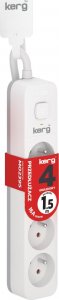 Kerg Przedłużacz KERG z wyłącznikiem-4 gniazda-biało-szary-1,5m-16A-H05VV-F-3x1,5mm2 2