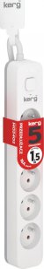 Kerg Przedłużacz KERG z wyłącznikiem-5 gniazd-biało-szary-1,5m-16A-H05VV-F-3x1,5mm2 2