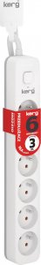 Kerg Przedłużacz KERG z wyłącznikiem-6 gniazd-biało-szary-3m-16A-H05VV-F-3x1,5mm2 2