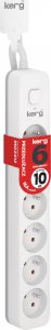 Kerg Przedłużacz KERG z wyłącznikiem-6 gniazd-biało-szary-10m-16A-H05VV-F-3x1,5mm2 2