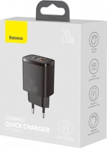Ładowarka Baseus Ładowarka Sieciowa Baseus 2-porty USB / typ-C PD20W / QC3.0 9