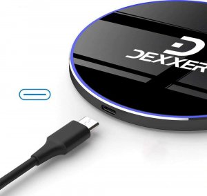 Ładowarka 4kom.pl Ładowarka indukcyjna okrągła Qi LED Charger 15W 2000mA 12V bezprzewodowa + kabel czarna 2