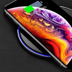 Ładowarka 4kom.pl Ładowarka indukcyjna okrągła Qi LED Charger 15W 2000mA 12V bezprzewodowa + kabel czarna 4